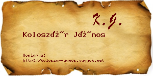 Koloszár János névjegykártya